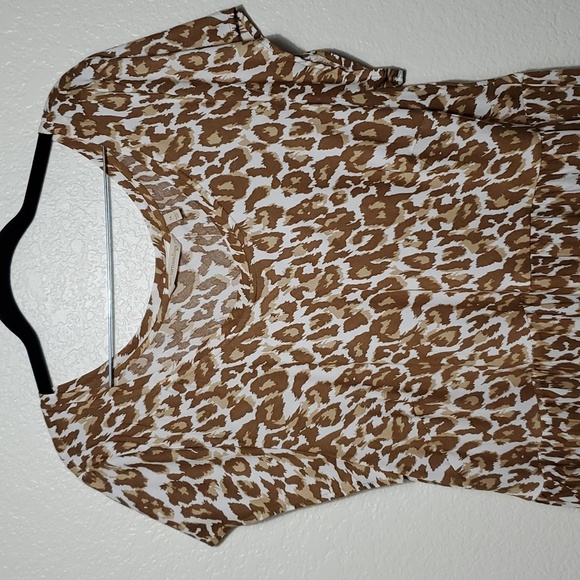 Soft Surroundings White Mocha Leopard Kara Maxi Midi Dress Size 1X 18W 20W - Picture 3 of 7
